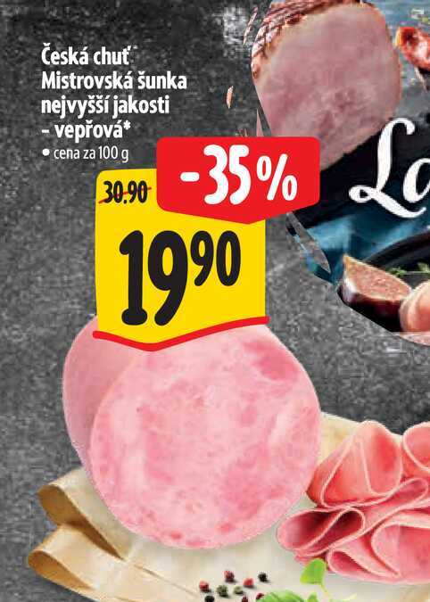 Česká chuť Mistrovská šunka nejvyšší jakosti - vepřová 100 g