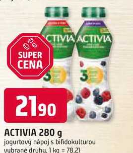 ACTIVIA 280 g jogurtový nápoj s bifidokulturou vybrané druhy