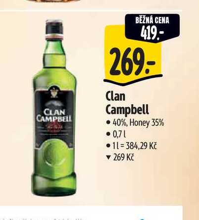 Clan Campbell 40%, Honey 35% 0,7 l