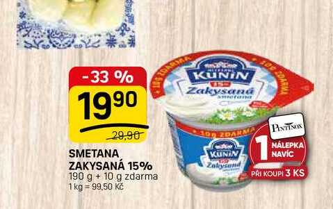 SMETANA ZAKYSANÁ 15% 190 g v akci