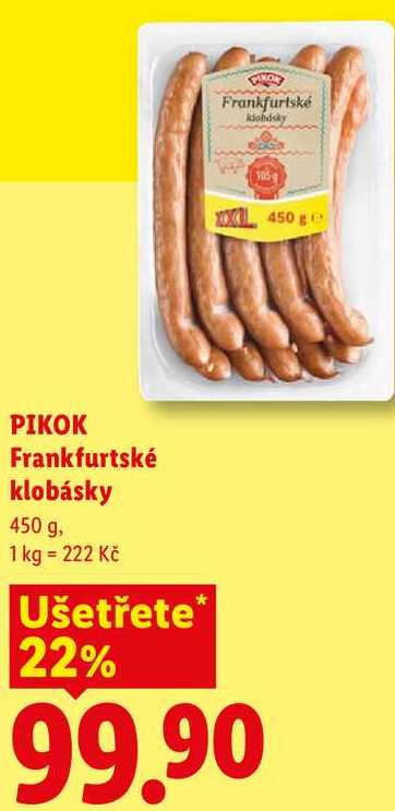 PIKOK Frankfurtské klobásky, 450 g