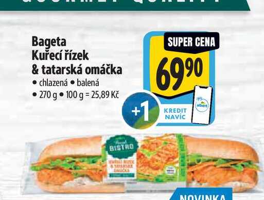 Bageta Kuřecí řízek & tatarská omáčka  270 g