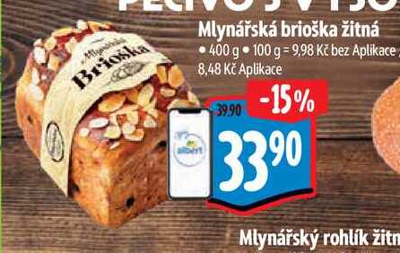 Brioska Mlynářská brioška žitná 400 g 
