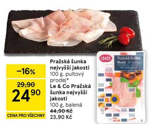 Pražská šunka nejvyšší jakosti, 100 g 