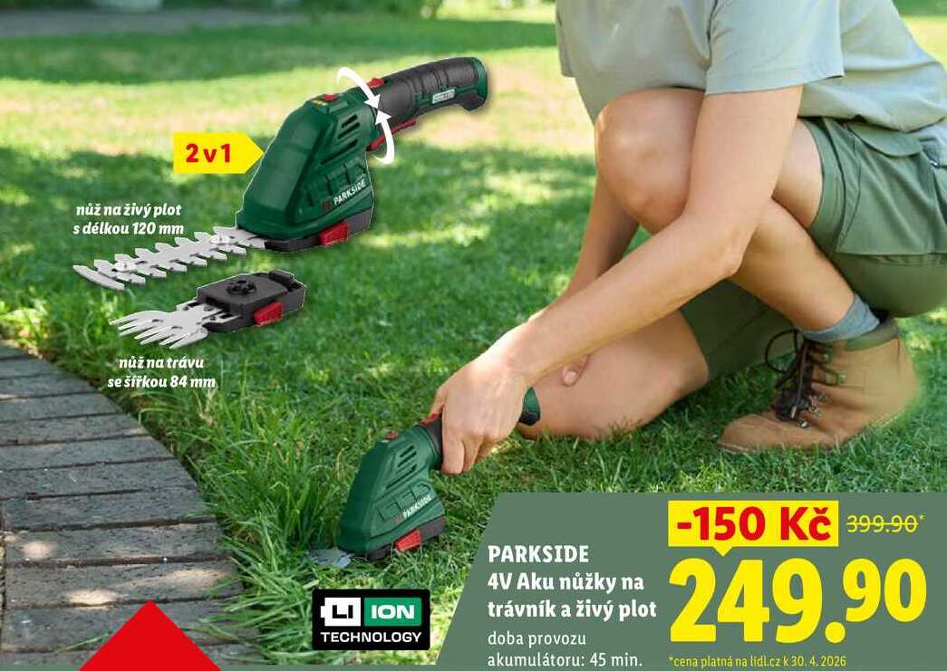 PARKSIDE 4V Aku nůžky na trávník a živý plot