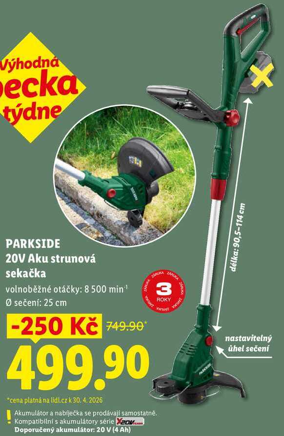 PARKSIDE 20V Aku strunová sekačka 