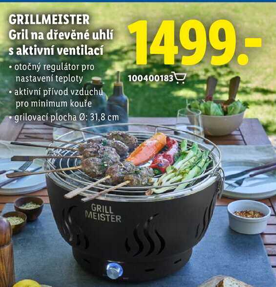 GRILLMEISTER Gril na dřevěné uhlí s aktivní ventilací 