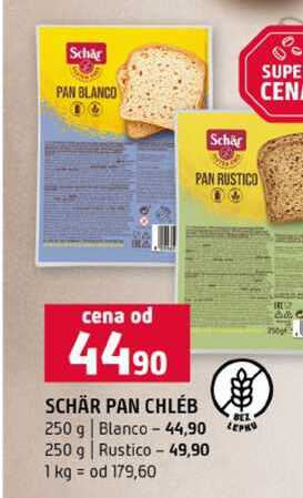 SCHÄR PAN CHLÉB 250 g Blanco 250 g Rustico 
