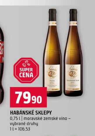 HABÁNSKÉ SKLEPY 0,75l moravské zemské víno vybrané druhy 