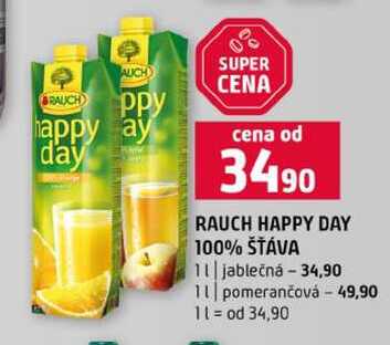 RAUCH HAPPY DAY 100% ŠŤÁVA 1l jablečná 1l pomerančová 
