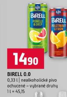 BIRELL 0.0 0,33l nealkoholické pivo ochucené vybrané druhy