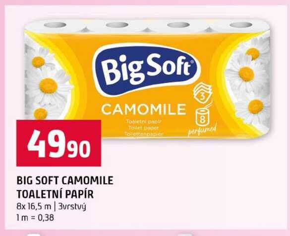 BIG SOFT CAMOMILE TOALETNÍ PAPÍR 8x 16,5 m 3vrstvý 