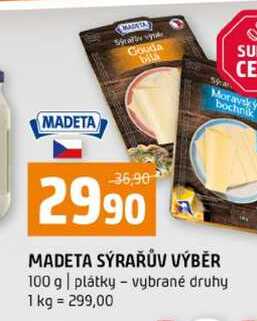 MADETA SÝRAŘŮV VÝBĚR 100 g plátky vybrané druhy 