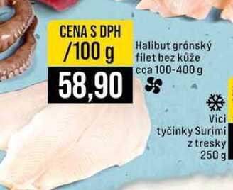 Halibut grónský filet bez kůže cca 100-400 g 