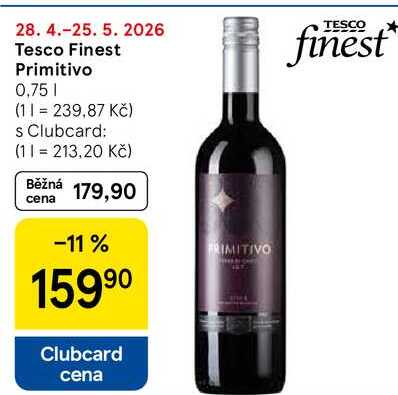 Tesco Finest Primitivo, 0,75 l