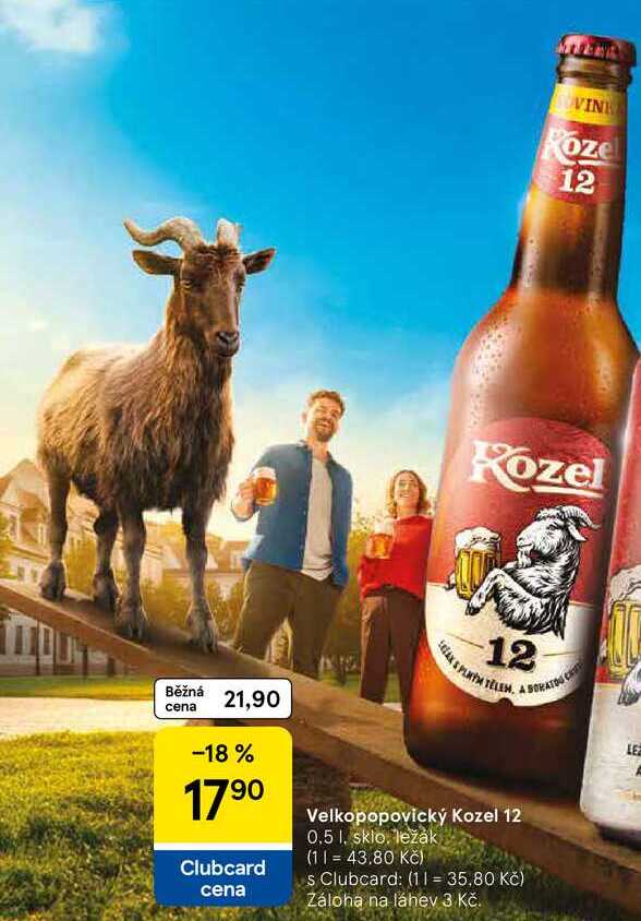 Velkopopovický Kozel 12, 0,5 l, sklo, ležák  