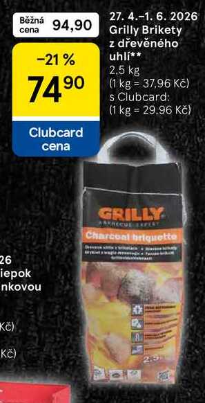 Grilly Brikety z dřevěného uhlí, 2,5 kg 