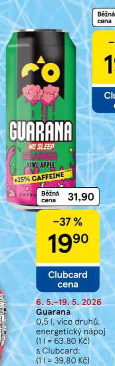 Guarana, 0,5 l, více druhů, energetický nápoj  