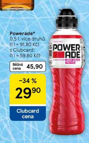 Powerade, 0,5 l. více druhů 