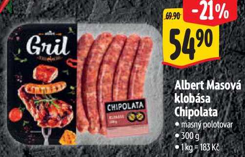 Albert Masová klobása Chipolata, 300 g