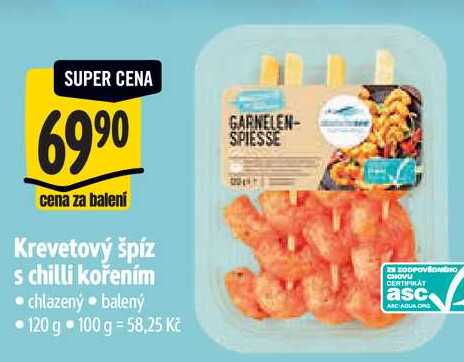 Krevetový špíz s chilli kořením, 120 g