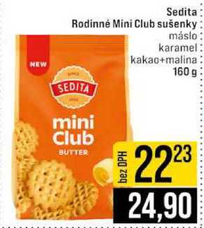 Sedita Rodinné Mini Club sušenky máslo karamel kakao+malina 160 g 
