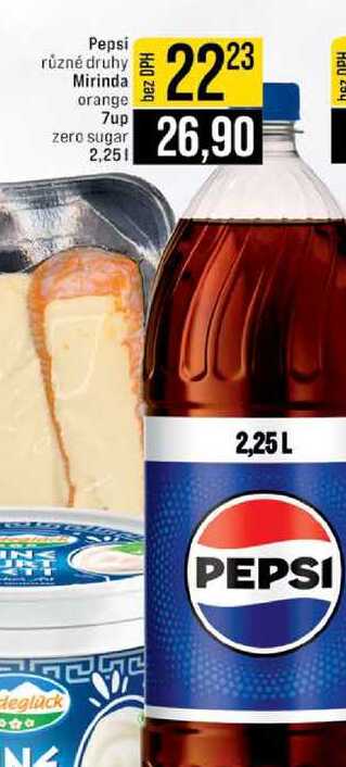 Pepsi různé druhy Mirinda orange 7up zero sugar 2,25l