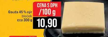 Gouda 45% sýr bloček cca 300 g 100g
