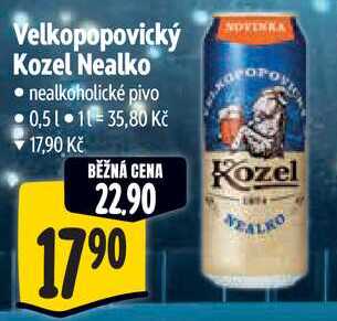 Velkopopovický Kozel Nealko, 0,5 l 