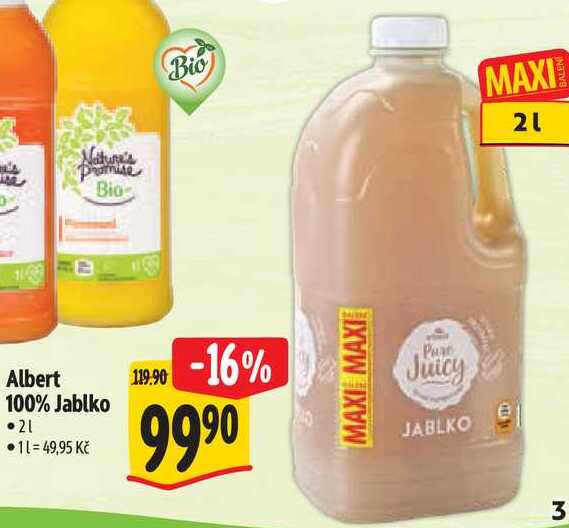 Albert 100% Jablko, 2 l