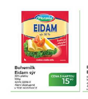 Bohemilk Eidam sýr 30% plátky 100g