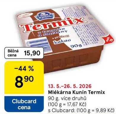 Mlékárna Kunín Termix, 90 g, více druhů 