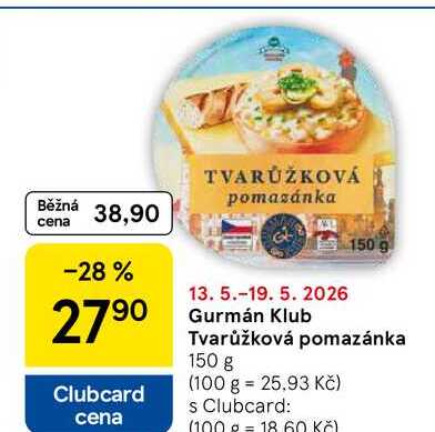 Gurmán Klub Tvarůžková pomazánka, 150 g 