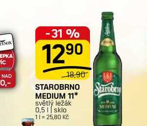 STAROBRNO MEDIUM 11* světlý ležák 0,5l