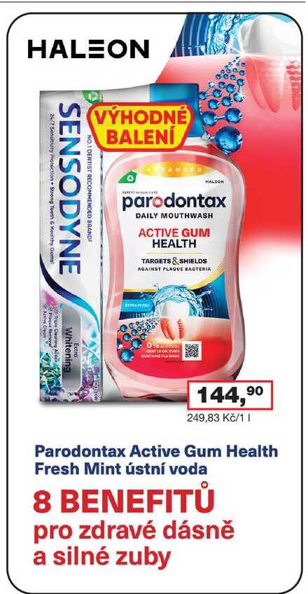 Parodontax Active Gum Health Fresh Mint ústní voda 1 ks