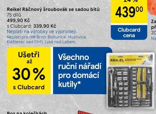 Reikel Ráčnový šroubovák se sadou bit,ů 75 dílů  
