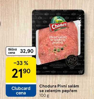 Chodura Pivní salám se zeleným pepřem, 100 g 