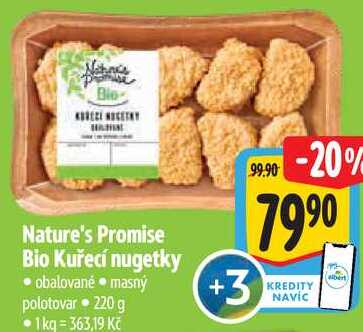 Blo Nature's Promise Bio Kuřecí nugetky, 220 g 