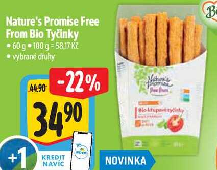 Nature's Promise Free From Bio Tyčinky, 60 g  