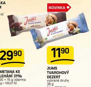 JUMS TVAROHOVÝ DEZERT vybrané druhy 38 g