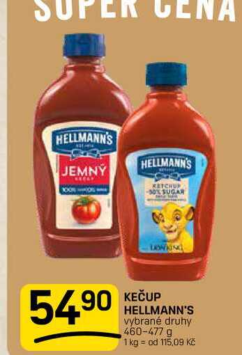 KEČUP HELLMANN'S vybrané druhy 460-477 g 
