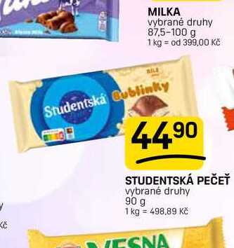 STUDENTSKÁ PEČEŤ vybrané druhy 90 g