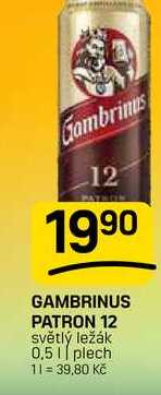 GAMBRINUS PATRON 12 světlý ležák 0,51 plech 