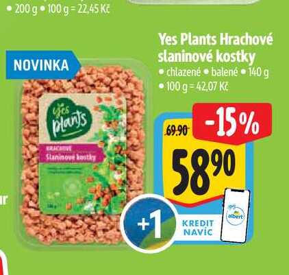  Yes Plants Hrachové slaninové kostky  140 g 