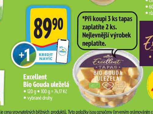   Excellent Bio Gouda uleželá 120 g 1 