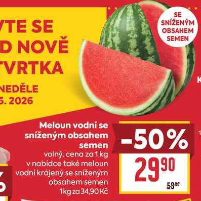 Meloun vodní se sníženým obsahem semen volný, cena za 1 kg 