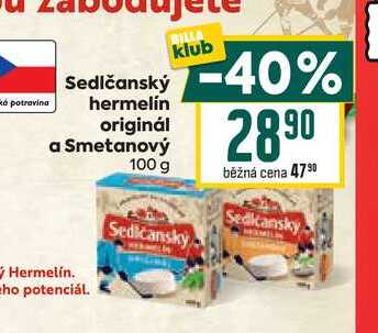 Sedlčanský hermelín originál a Smetanový 100g