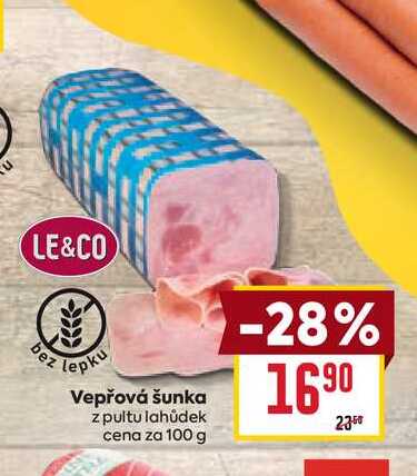 Vepřová šunka z pultu lahůdek cena za 100 g  
