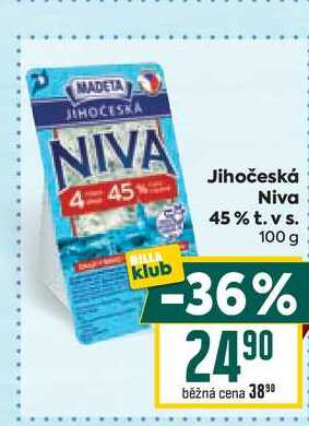 Jihočeská Niva 45% t. vs. 100 g 