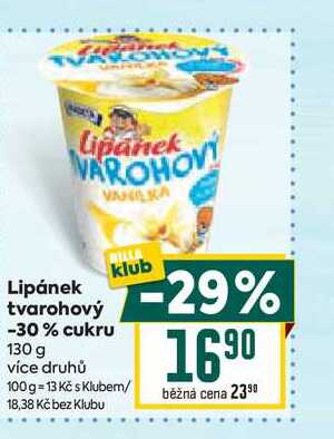 Lipánek tvarohový -30% cukru 130 g 
